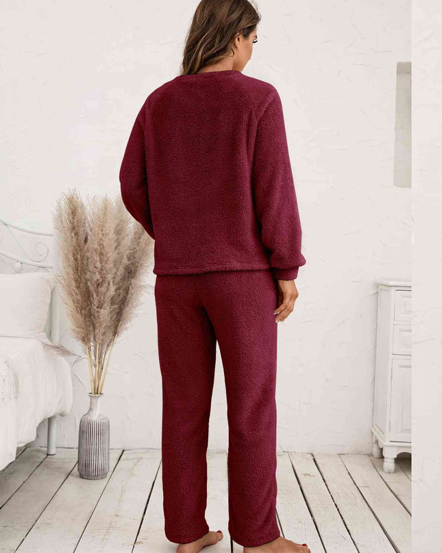 Teddy Long Sleeve Top and Pants Lounge Set