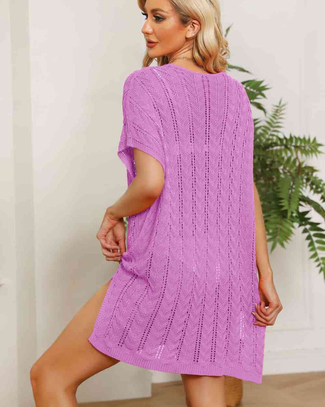 Openwork Side Slit Knit Dress