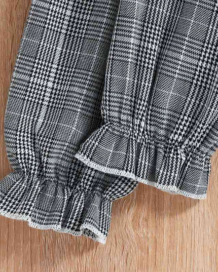 Plaid Flounce Sleeve Dress