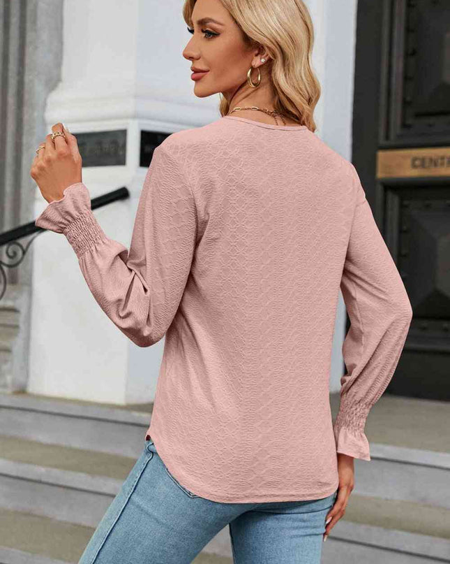 V-Neck Flounce Sleeve Blouse