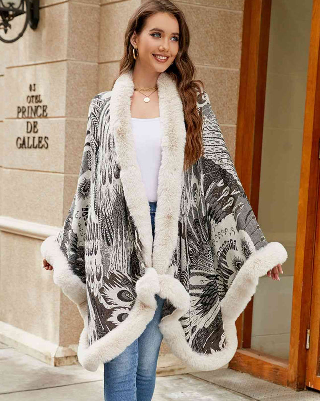 Printed Open Front Poncho