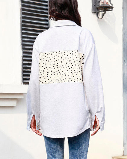 Polka Dot Button Up Long Sleeve Shacket
