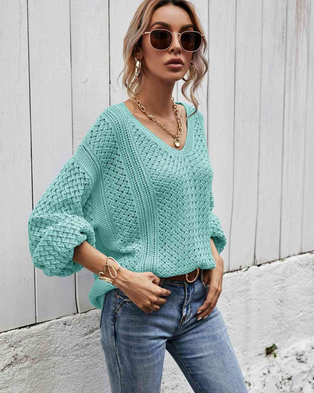 V-Neck Dropped Shoulder Sweater