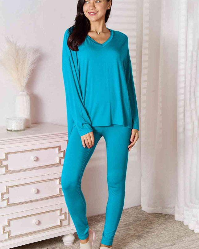 Basic Bae Full Size V-Neck Soft Rayon Long Sleeve Top and Pants Lounge Set