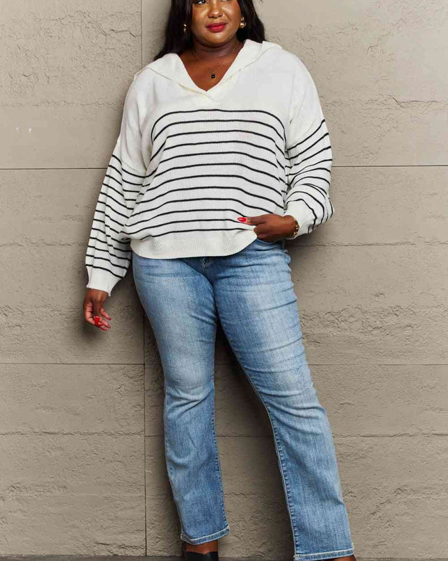 Sew In Love Make Me Smile Striped Oversized Knit Top
