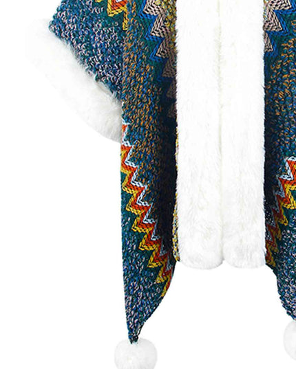 Color Block Open Front Poncho