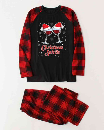 CHRISTMAS SPIRITS Graphic Top and Plaid Pants Set