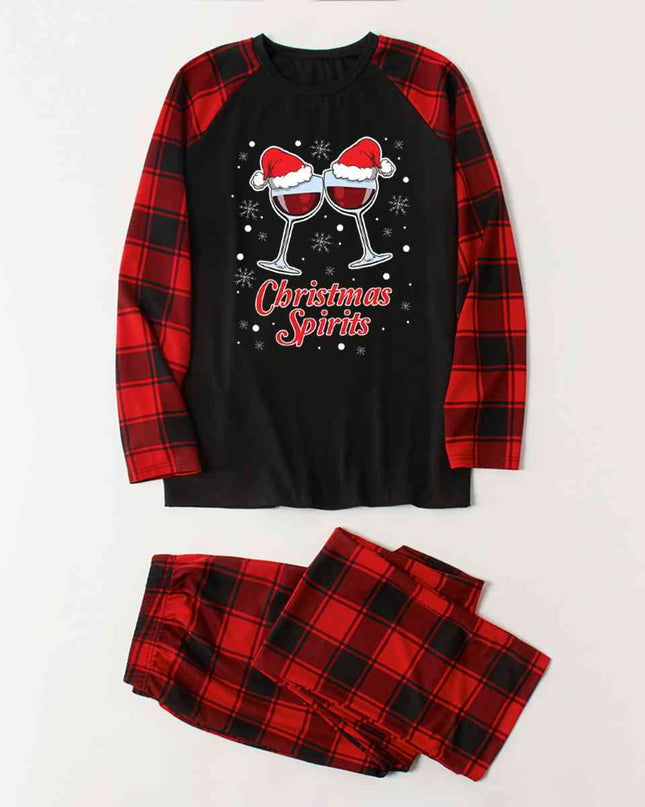 CHRISTMAS SPIRITS Graphic Top and Plaid Pants Set