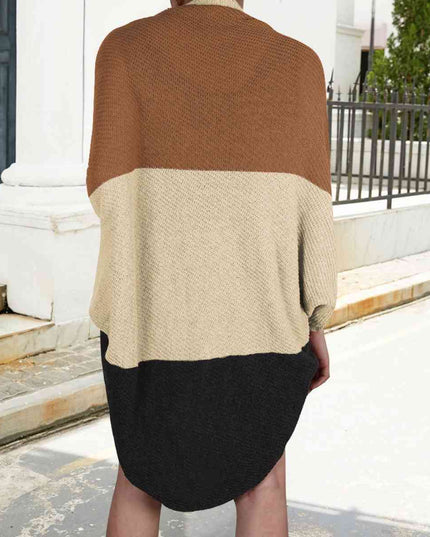 Color Block Open Front Cardigan
