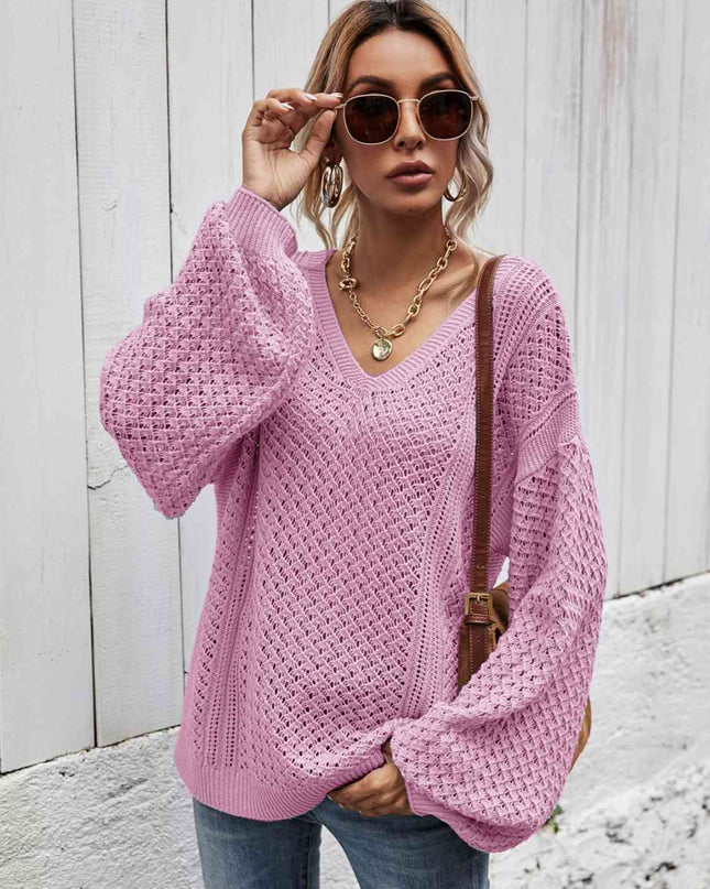 V-Neck Dropped Shoulder Sweater