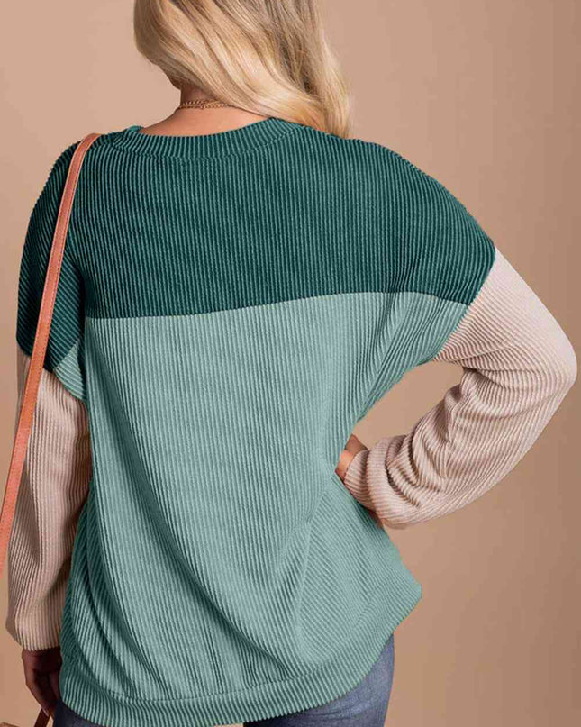 Color Block Dropped Shoulder T-Shirt