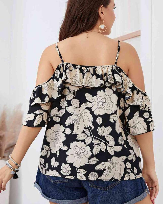 Plus Size Floral Spaghetti Strap Blouse