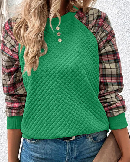 Plaid Round Neck Sweatshirt