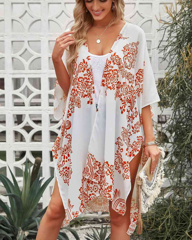 Floral Side Slit Cover Up