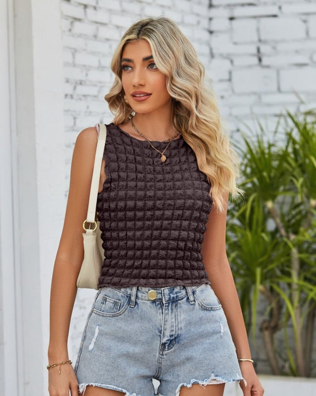 Textured Round Neck Tank