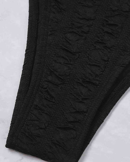 Textured High Cut Bikini Set