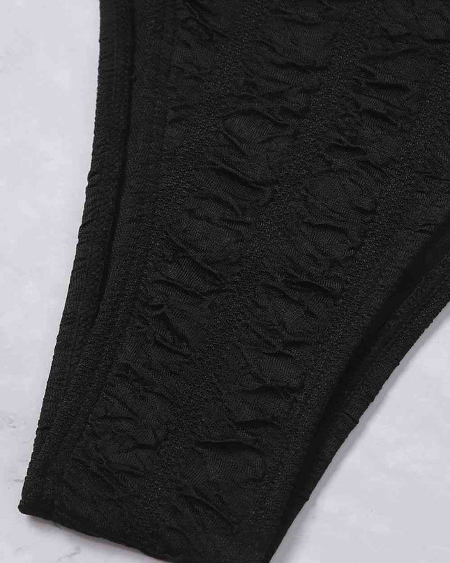 Textured High Cut Bikini Set
