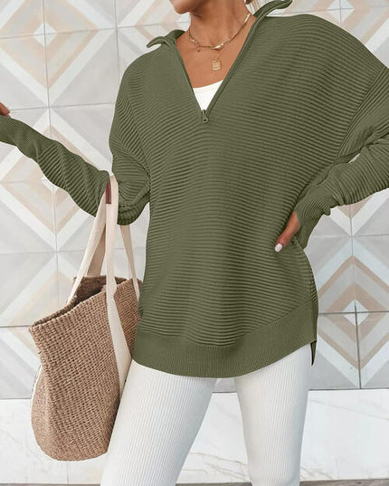 Half Zip Long Sleeve Knit Top