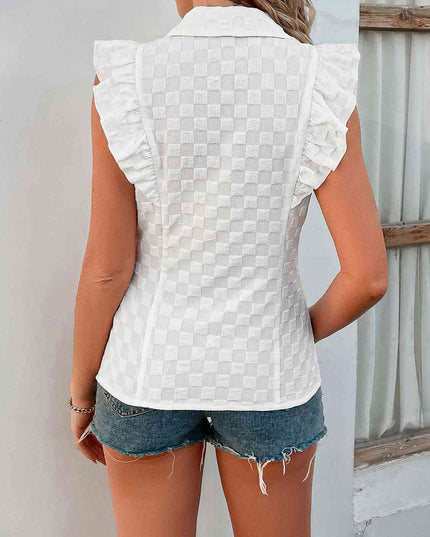 Collared Neck Buttoned Sleeveless Tank Top