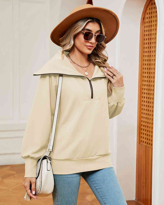 Half-Zip Collared Sweatshirt
