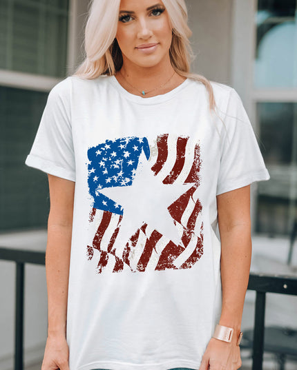 US Flag Graphic Round Neck Tee