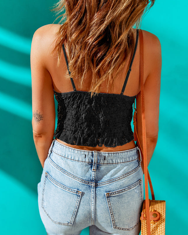 V-Neck Lace Cropped Cami
