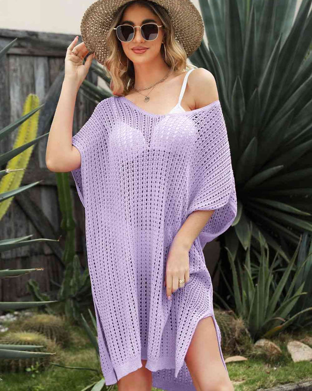 Openwork Side Slit Cover-Up Dress