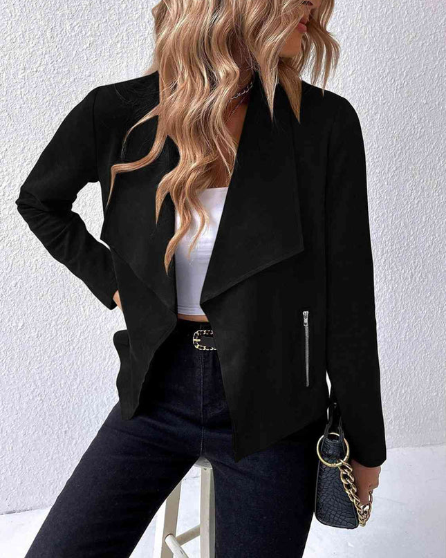 Collared Neck Long Sleeve Jacket