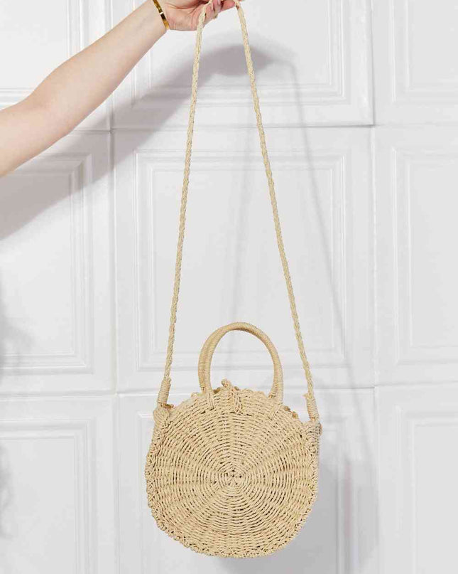 Justin Taylor Feeling Cute Rounded Rattan Handbag in Ivory