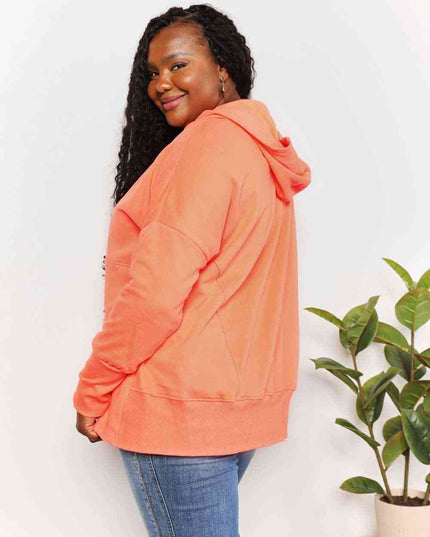 Double Take Quarter-Snap Dropped Shoulder Hoodie