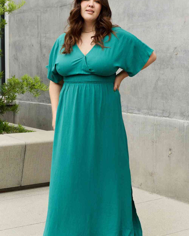 ODDI Full Size Woven Wrap Maxi Dress