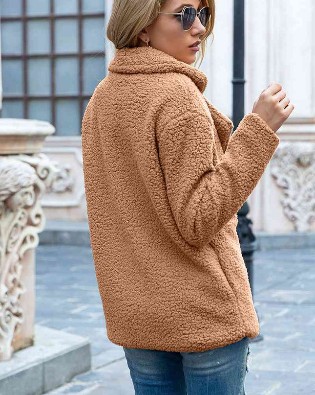 Full Size Lapel Collar Sherpa Coat