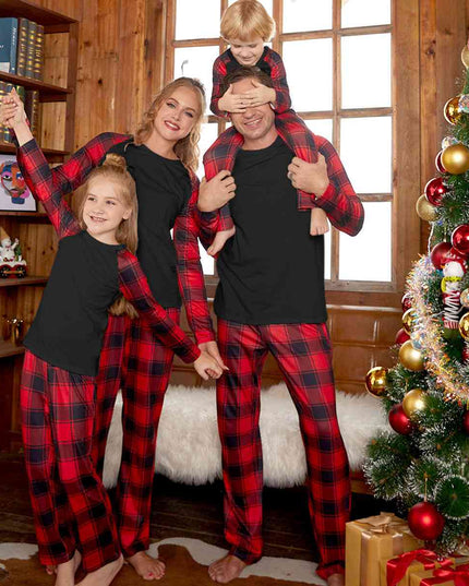 Raglan Sleeve Top and Plaid Pants Set