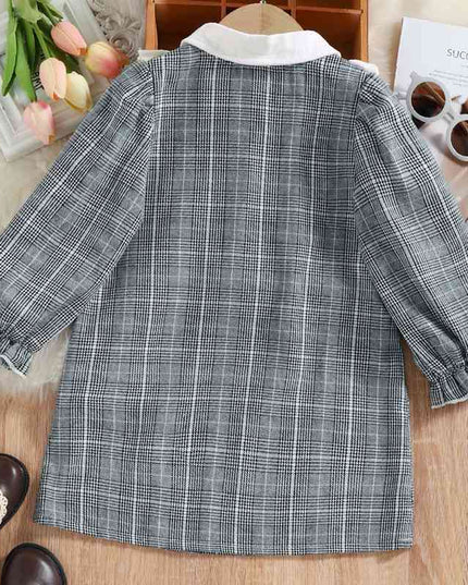 Plaid Flounce Sleeve Dress