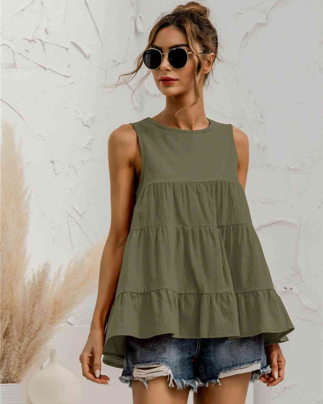 Round Neck Tiered Tank