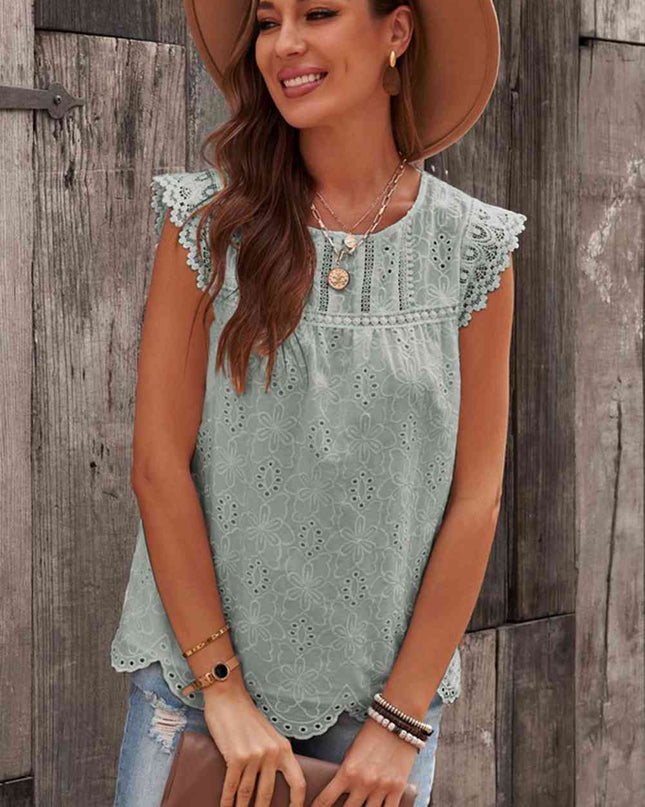 Sleeveless Eyelet Tank Top