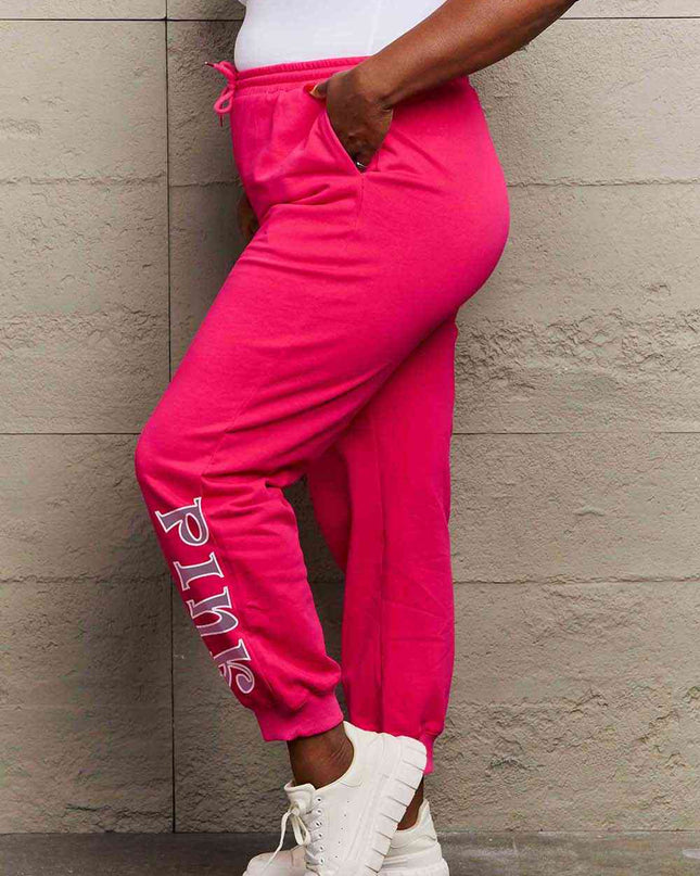 Simply Love Full Size PINK Graphic Sweatpants