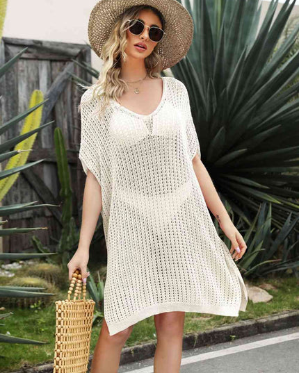 Openwork Side Slit Cover-Up Dress