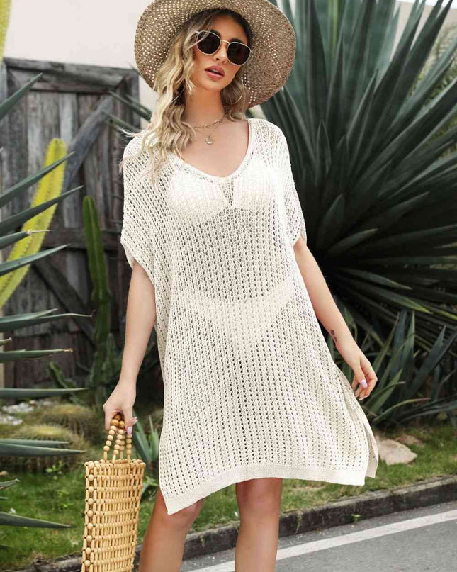 Openwork Side Slit Cover-Up Dress