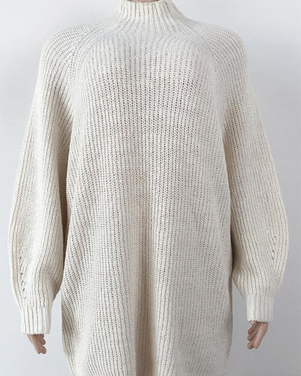 Mock Neck Dropped Shoulder Sweater Dress