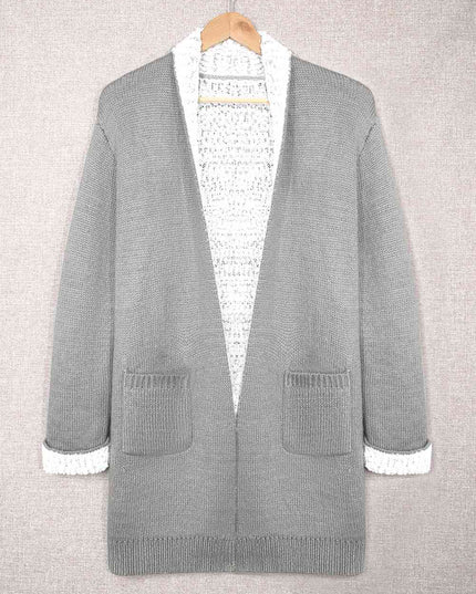 Open Front Pocketed Longline Cardigan