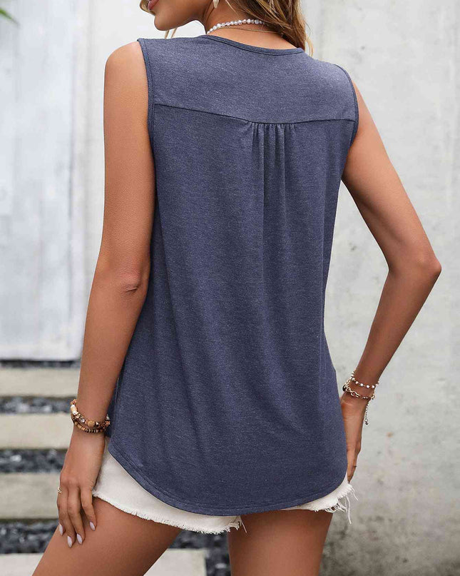 Lace Contrast Scoop Neck Tank