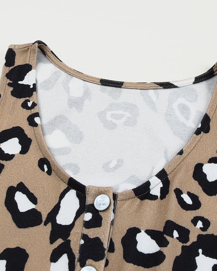 Leopard Buttoned Sleeveless Dress