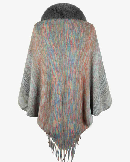 Open Front Fringe Hem Poncho