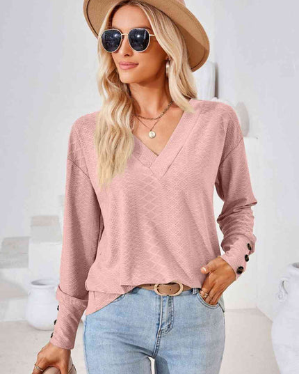 V-Neck Long Sleeve Blouse