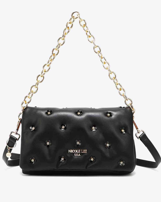 Nicole Lee USA Diamond Flower Messenger Crossbody Bag