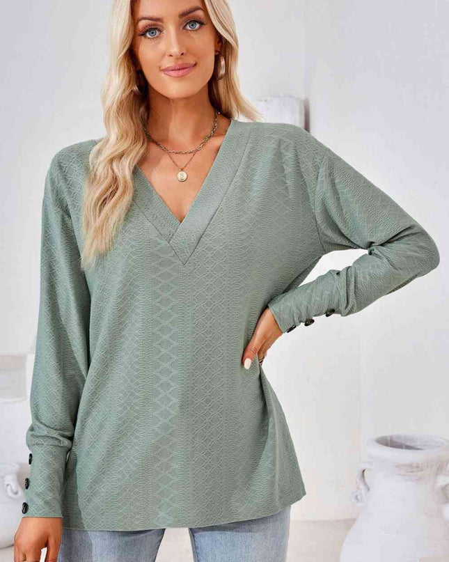 V-Neck Long Sleeve Blouse