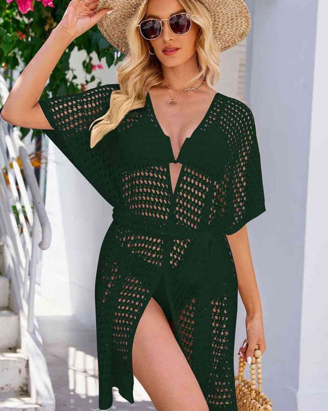 Openwork Tie Waist Cover Up