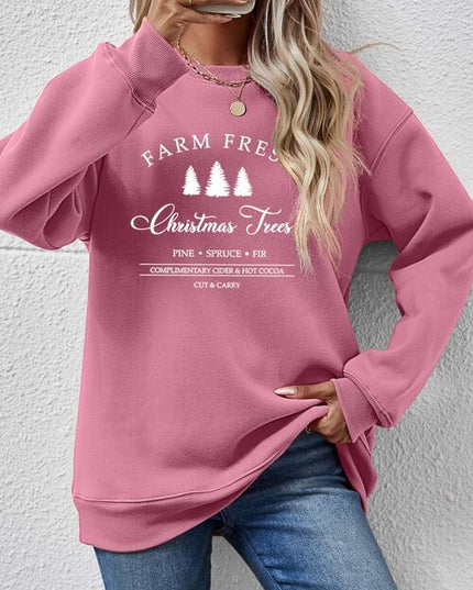 Graphic Round Neck Dropped Shoulder Sweatshirt