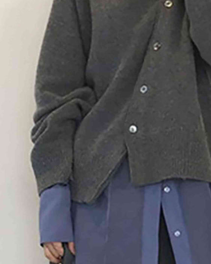 Dropped Shoulder Buttoned Cardigan